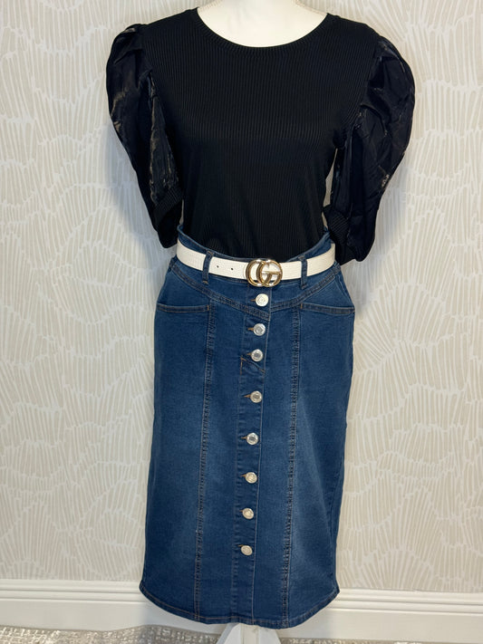 Button Down Denim Skirt