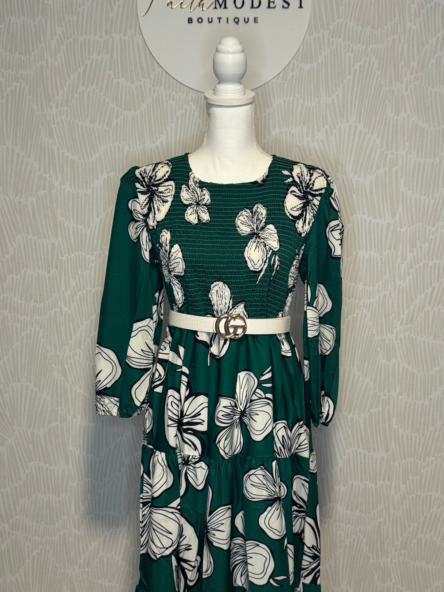 Mid Length Sleeve Floral Print Dress