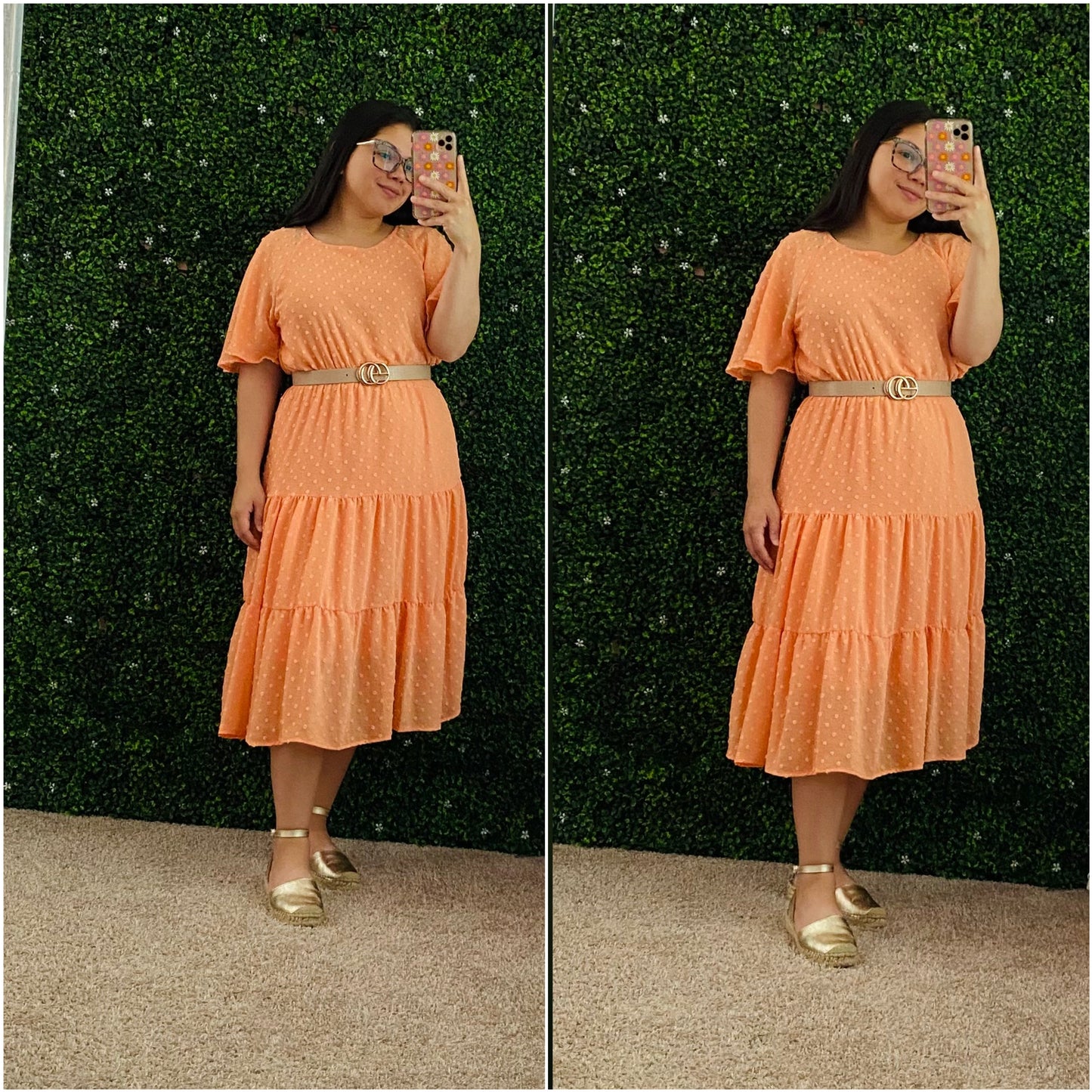 Peach Midi Dress