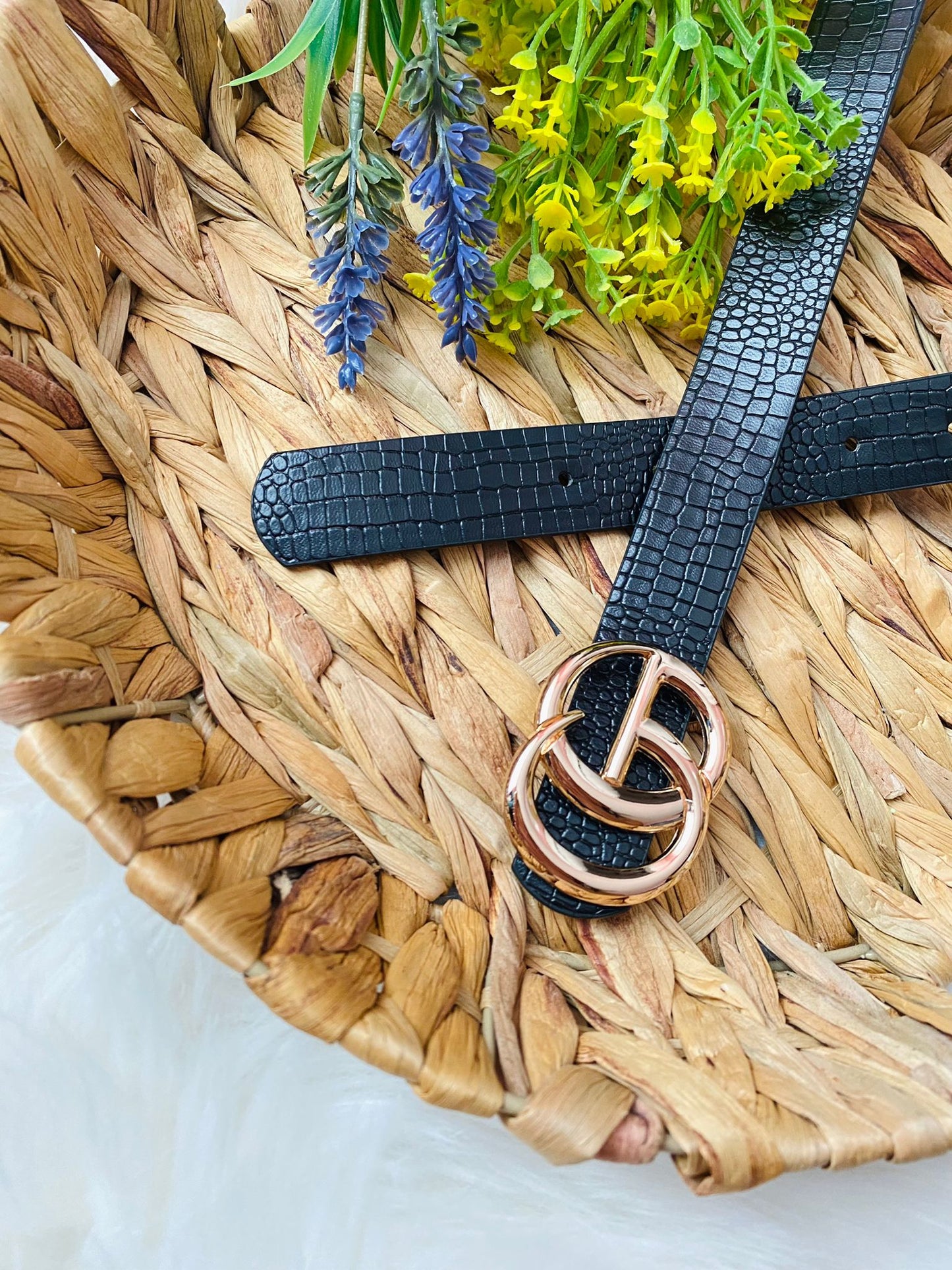 Snake Skin Leather Belt